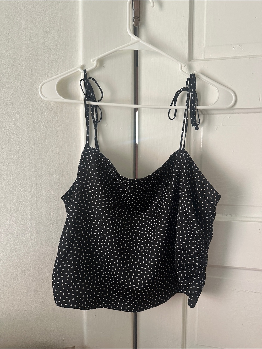 Black Polka Dot Tie-Strap Cami Top